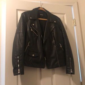 Express brand Faux Leather motto Jacket